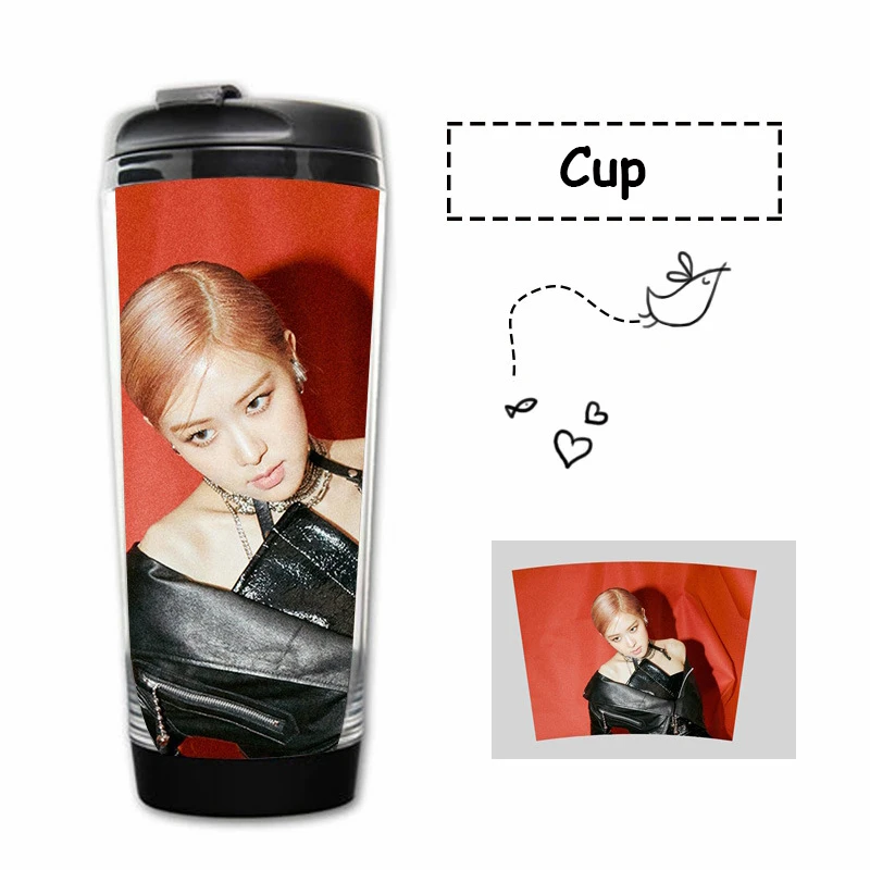 ROSE Kpop BLACKPINK постер водяная чашка BLACKPINK Curve чашка с двойными стенками пластиковая чашка BLACKPINK Fans подарки, Прямая поставка - Цвет: ROSE