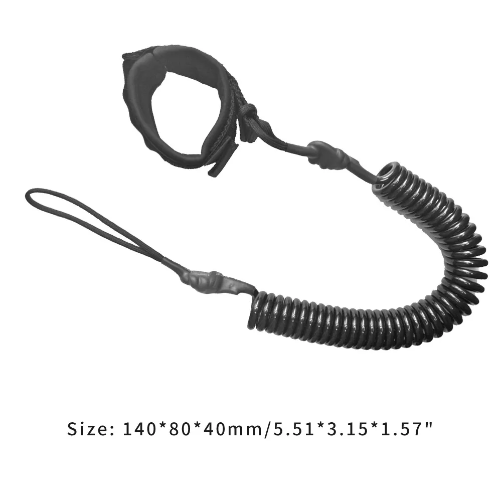 

10ft Coil Surfboard Leash Elaborate Manufacture Prolonged Durable TPU Neoprene Foot Wire Rope Black for Outdoor Surfing