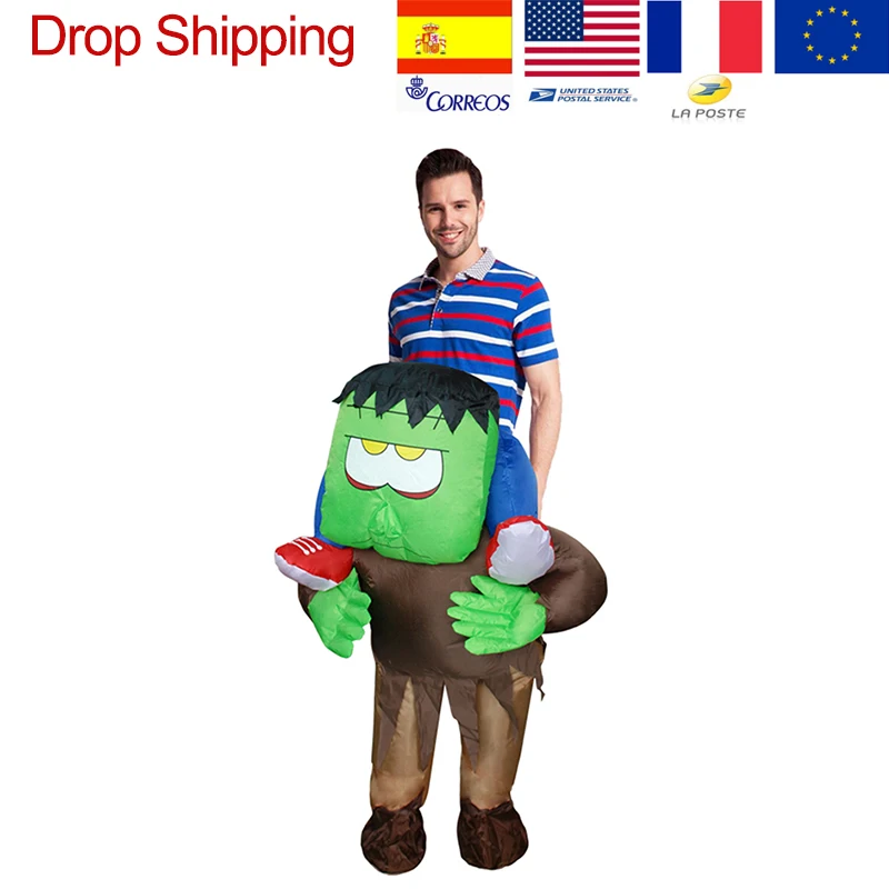 Надувные зеленого Монстра костюм для мужчин Для женщин взрослых Blowup надувные