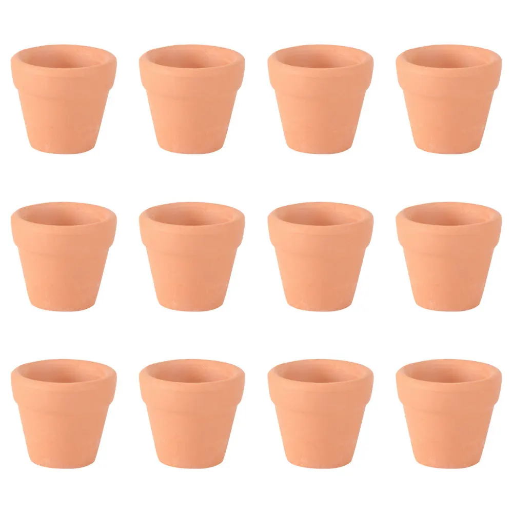 

12Pcs 3x3cm Small Mini Terracotta Pot Clay Ceramic Pottery Planter Flower Pots Succulent Nursery Pots Great for Plants Cr