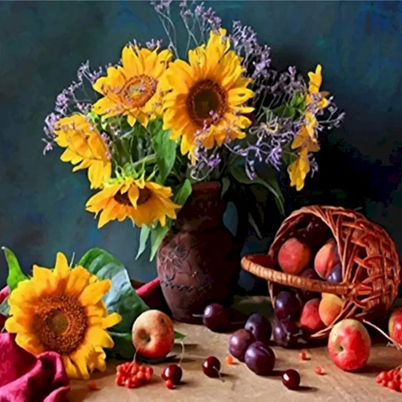 

GATYZTORY Painting By Numbers Kits For Adults Sunflower Oil Picture By Number HandPainted Gift For Home Decor Art 60x75cm Frame