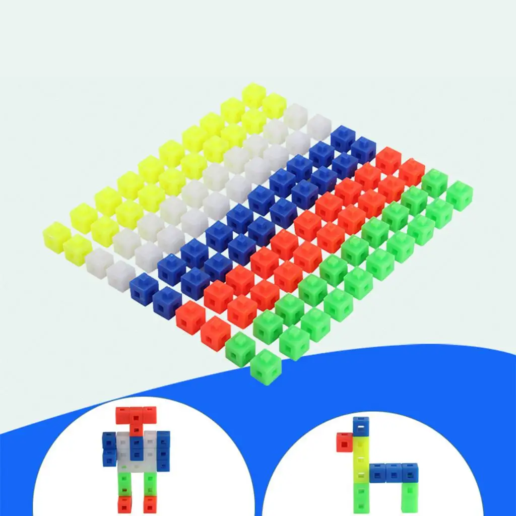 

100x Mathlink Cubes, Homeschool Educational Connecting Manipulative Counting