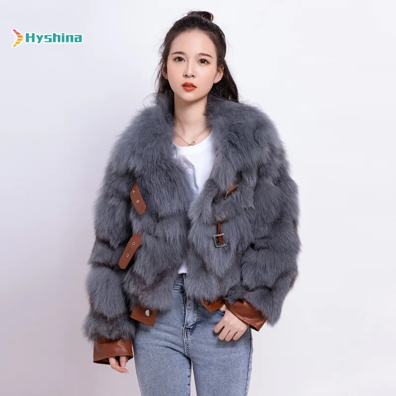 

Fox Fur Leg Fur Coat Female Short Fur One Piece Jacket Coat 2020 New Coat