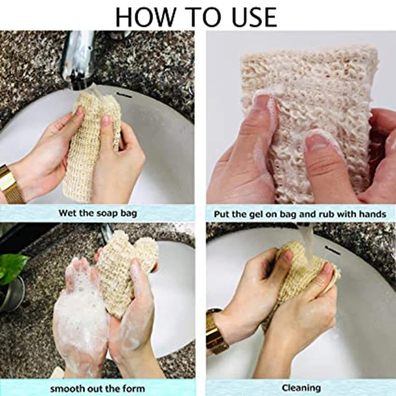

Sisal Soap Bag Exfoliating Soap Saver Pouch Holder, Natural Soap Bags for Foaming and Drying