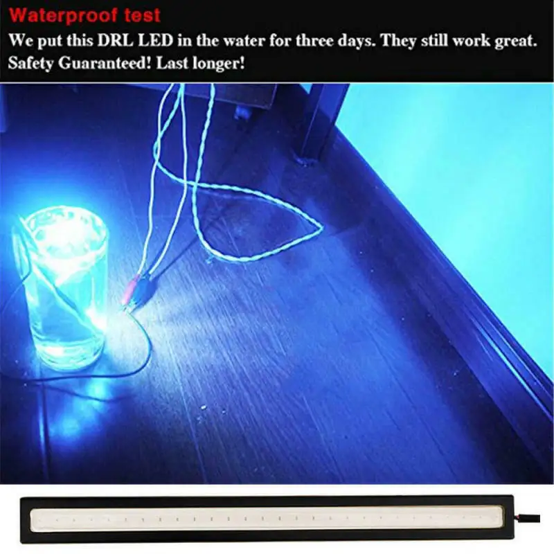 

Car Daytime Running Lights Lamp Blue Aluminum 500LM Strip Fog Waterproof