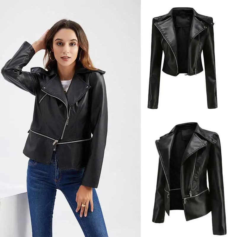 

Женская куртка из искусственной кожи, Осеннее Женское пальто, модные куртки в стиле панк, Женская мотоциклетная верхняя одежда, брендовая о...