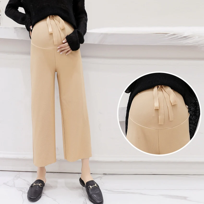 Новинка 2019 осенние брюки для беременных женщин Трикотажные Широкие штаны дикая