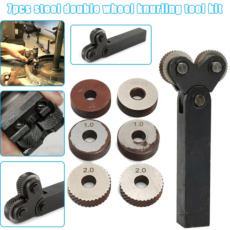 

1 Set Diagonal Dual Wheel Knurling Tool Kit Durable Accessories for Steel Lathe In Stock