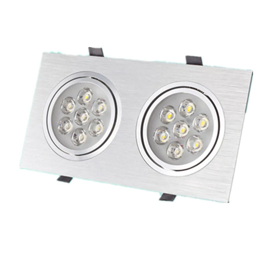 

Wholesale Combine Double Head Square Downlights Dimmable 7*2W Epistar House Led Ceiling Light 14w 20Pcs/Lot