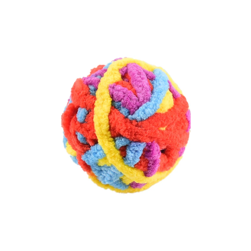 

Pet Toy Cat Toy Wool Rainbow Ball Woven Ball QQ Ball Strap Funny Cat Wool Ball Containing Sound Beads Ball