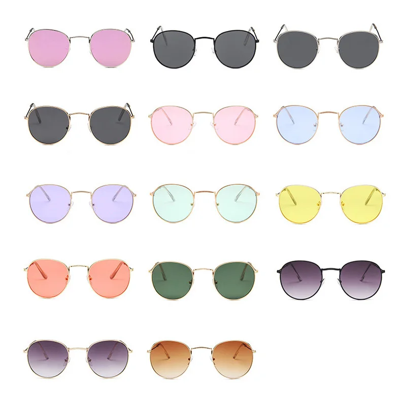 Солнцезащитные очки в круглой металлической оправе UV400 для мужчин и женщин |