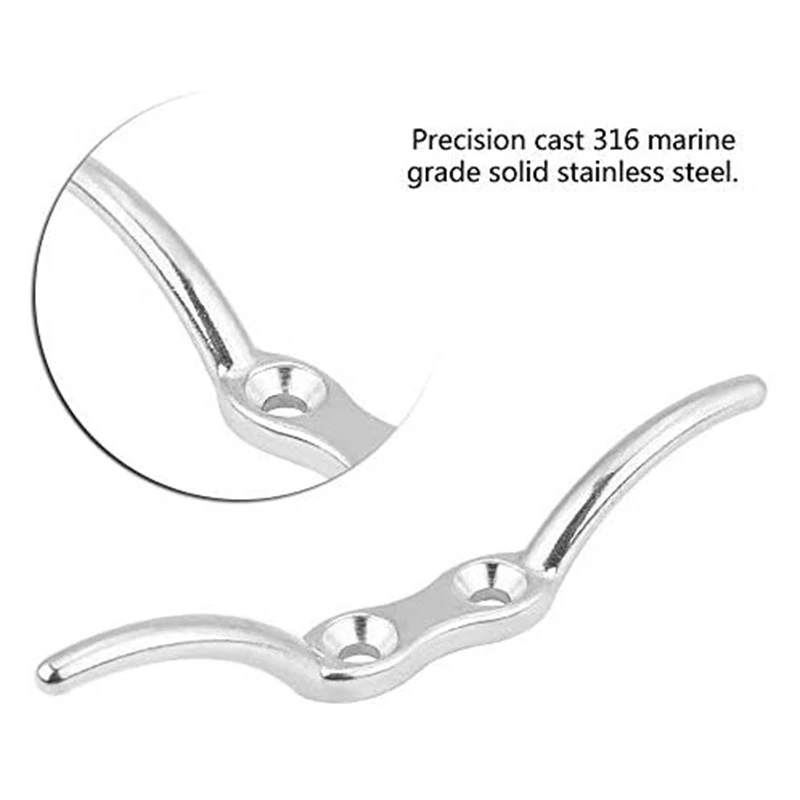 

2Pcs Stainless Cleat Silver Flagpole Rope Cleat Hook Stainless Steel Flagpole Accessories - Included Mounting Screws