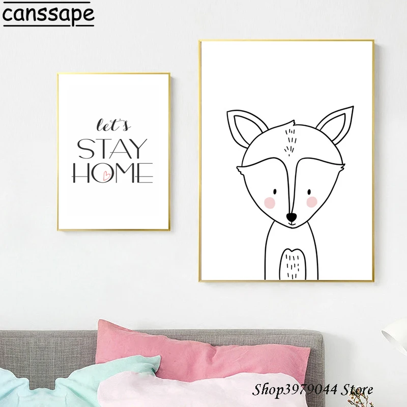Жираф кролик плакат для детской печати минималистское полотно детские настенные