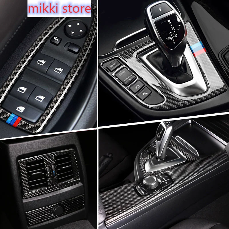 

For BMW 3 4 Series 3GT F30 F32 F34 Carbon Fiber Interior Gearshift Air Conditioning CD Panel Door Armrest Cover Trim Car Sticker