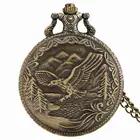 Ретро антикварные 3D Летающий орел дизайн Fob кварцевые карманные часы с ожерельем цепочка Кулон художественные коллекции подарки для мужчин и женщин