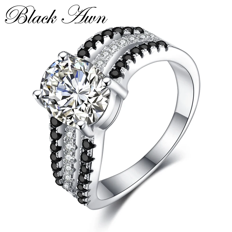 BLACK AWN 2021 New Genuine 100% Sterling 925 Silver Jewelry Square Engagement Rings for Women Gift C379