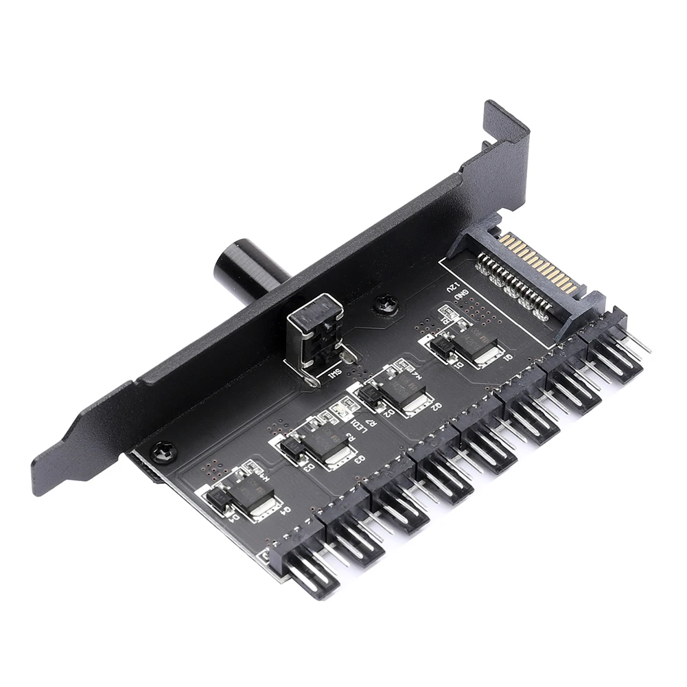 

12V 3Pin 4Pin Cooling Fan Hub Speed Controller Knob 8 PortSATA Computer Chassis Cooler Regulator PC Case Accessories