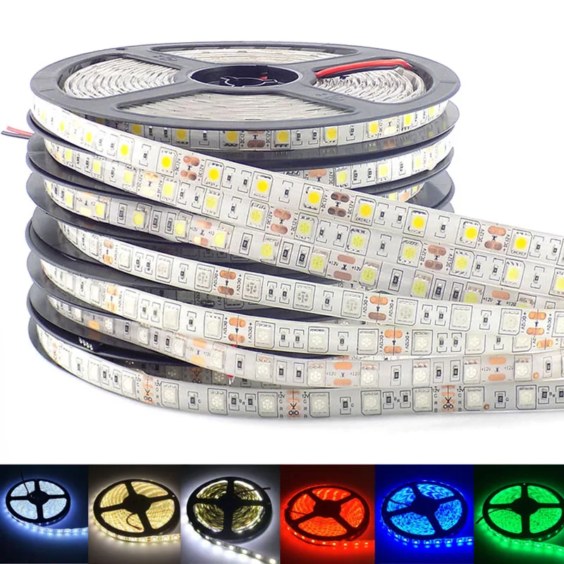 Светодиодная лента 5 М 5050 SMD 60 светодиодов/м водонепроницаемая гибкая