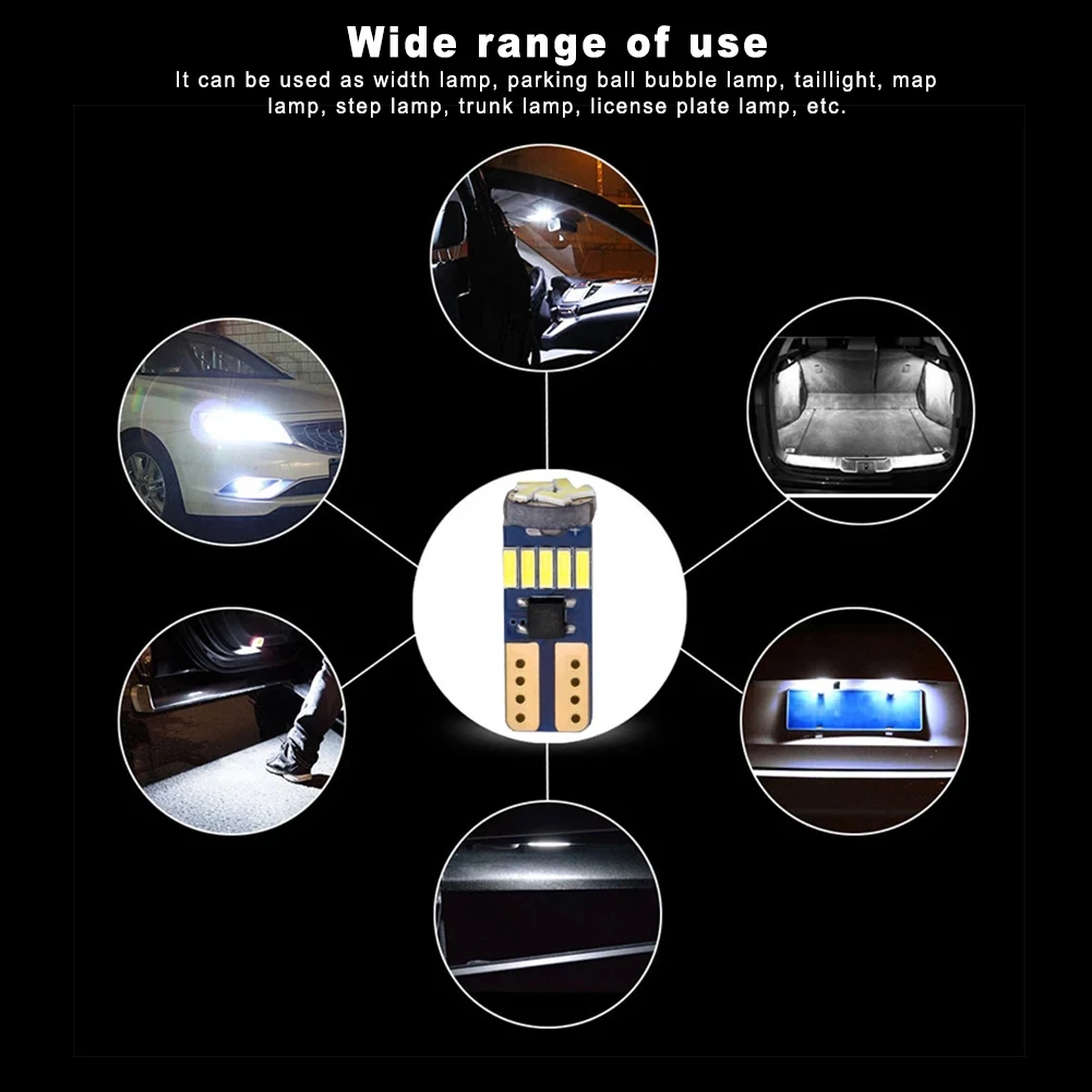 

1pcs T10 W5W 194 LED Canbus Bulbs 4014 SMD 15 LED Bulbs White Error Free Car Auto Wedge Interior Light Dome Map Trunk Lamp 12V