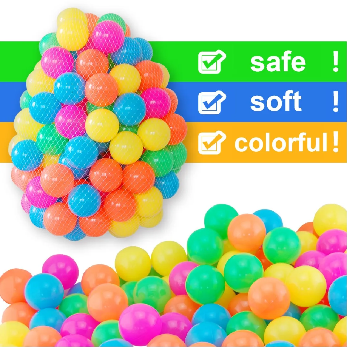 Фото Цветные шары для бассейна мягкие пластиковые экологически чистые питьевые мячи