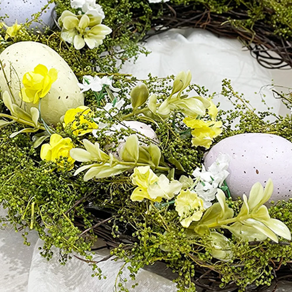 

Easter Eggs Garland DIY Rattan Wreath Door Wall Hanging Wedding Christmas Decorations Artificial Flowers Rattan Plant Wreaths