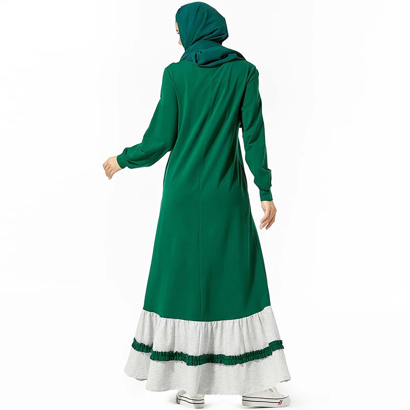 Новое мусульманское платье турецкое модное с карманами круглым вырезом и