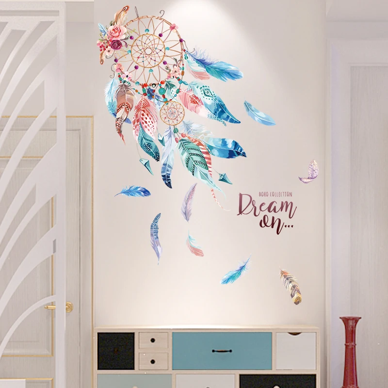 Наклейки на стену с перьями мультяшный шлейф сделай сам настенные наклейки для