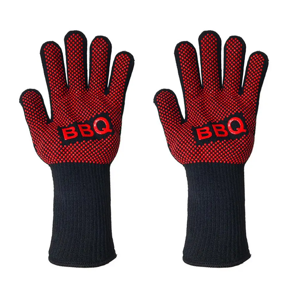 

BBQ Gloves Heat Resistant Barbecue Grill Glove Oven Mitts Silicone Insulated Baking Cooking Grilling Gloves Barbecue Accessories