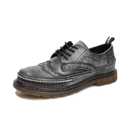 Сезон весна-осень Мужская обувь из воловьей кожи с резным узором повседневная в