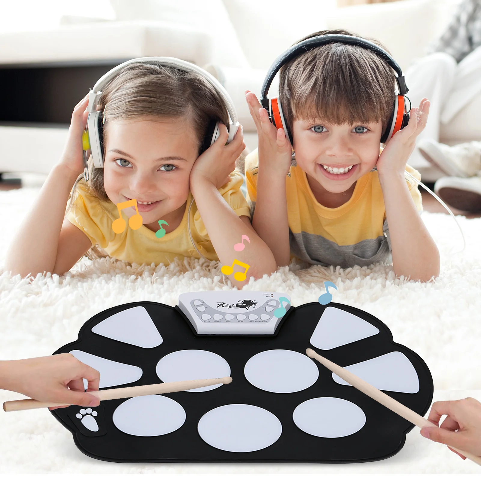 Портативный электронный барабанный коврик складной набор силиконовых складных