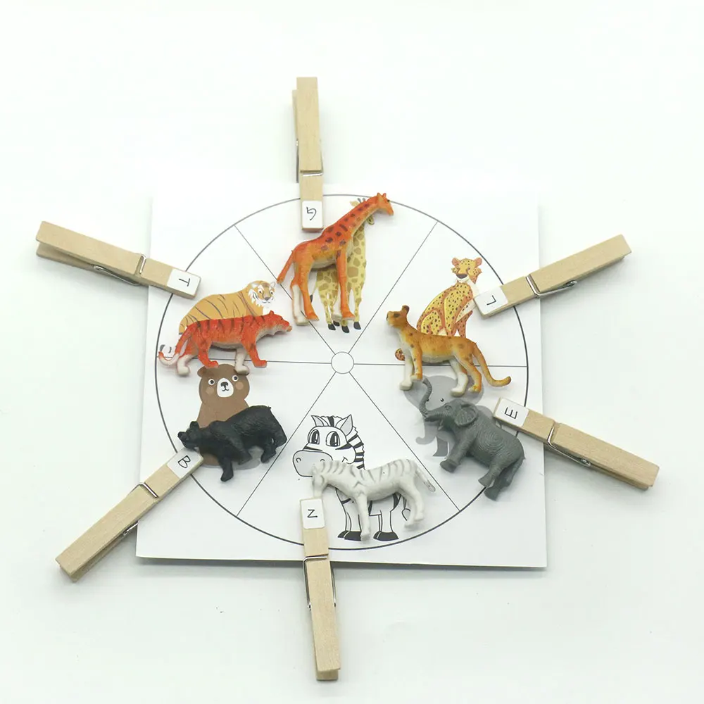 Материал Монтессори Сенсорная обучающая игра животные карты Зажимы развивающие