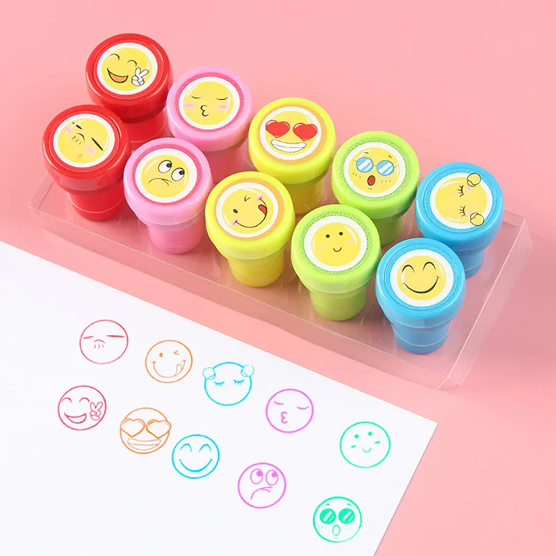 10 шт./компл. детские игрушечные штампы Мультяшные животные фрукты трафик улыбка