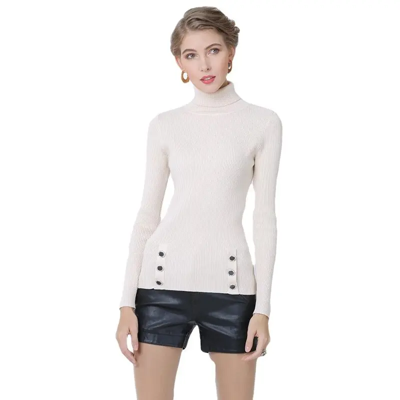 

Collar Knitted Autumn 2019 Solid Pullover Slim Long Sleeve Women's Clothing Stripped Casual Cardigan Dress