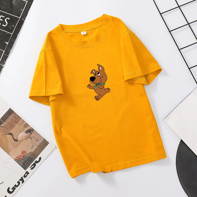 Однотонная футболка с мультяшным принтом щенка детские топы для мальчиков и