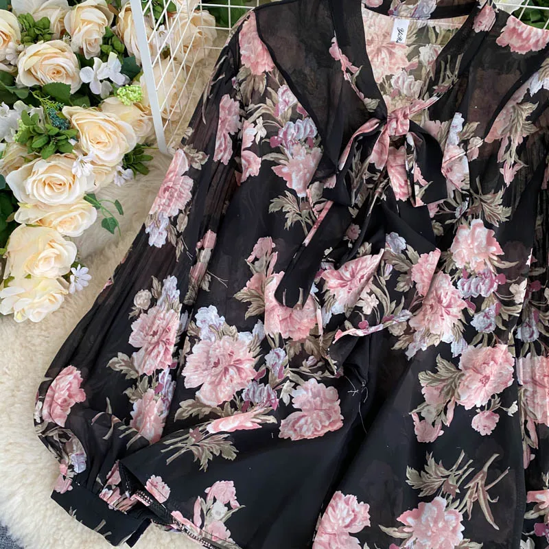 

2021 Women Blouses Bow Tie Collar Lantern Long Sleeve Blusas Mujer Shirt 2021 Summer Korean Elegant Woman Chiffon Tops GD601