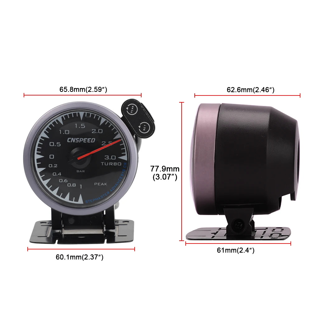 CNSPEED 0~ 3 бар 7 цветов светодиодный 12 В гоночный автомобиль турбо Boost Gauge Meter для Honda Авто измерительное устройство для автомобиля с датчиком POD Универсальный