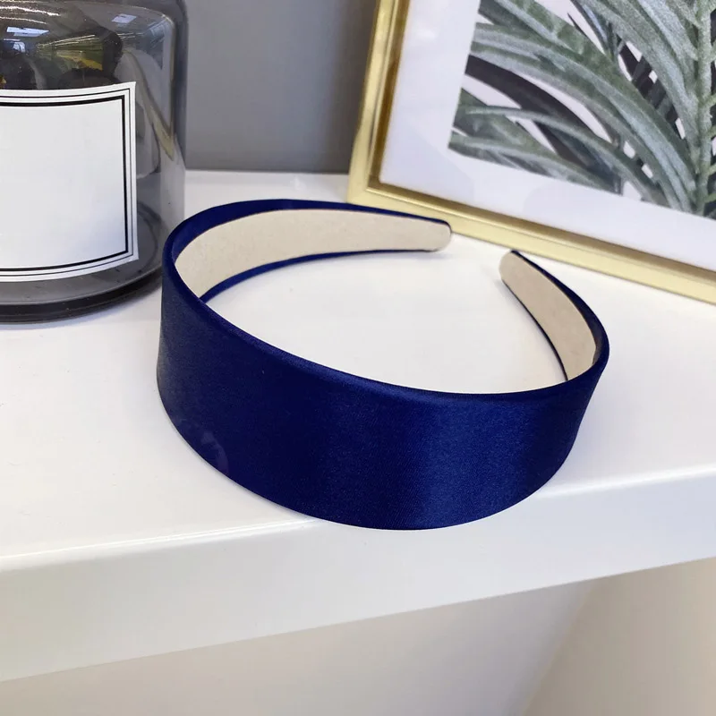 

1PC Girls Hair Band Candy Color Satin Covered Wide Headband Hair Hoop 4cm Brief Hot Sale Korean Woman Hair Accessories