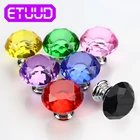 20 Вт, 30 Вт, 40 мм с украшением в виде кристаллов Стекло ручка шкаф с выдвижными ящиками Форма шкаф дизайн со стразами Кухня шкаф мебельные ручки оборудования