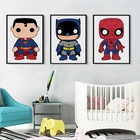 Настенная живопись с супергероями из мультфильма Марвел, Железный человек, Человек-паук, плакаты для детской игровой комнаты, декоративные картины
