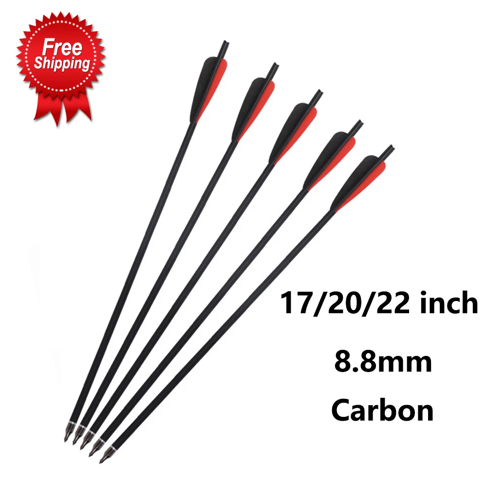 

17/20/22 inch Crossbow 8.8mm Carbon Arrow for Archery Hunting Crossbow Bolt Arrow with 125 Grain Arrowhead Shooting Game