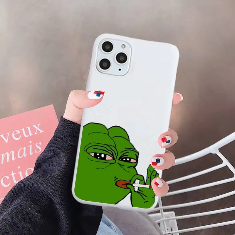 

Funny The Frog Pepe face crying happy high quality Phone Case Candy Color for iPhone 6 7 8 11 12 s mini pro X XS XR MAX Plus