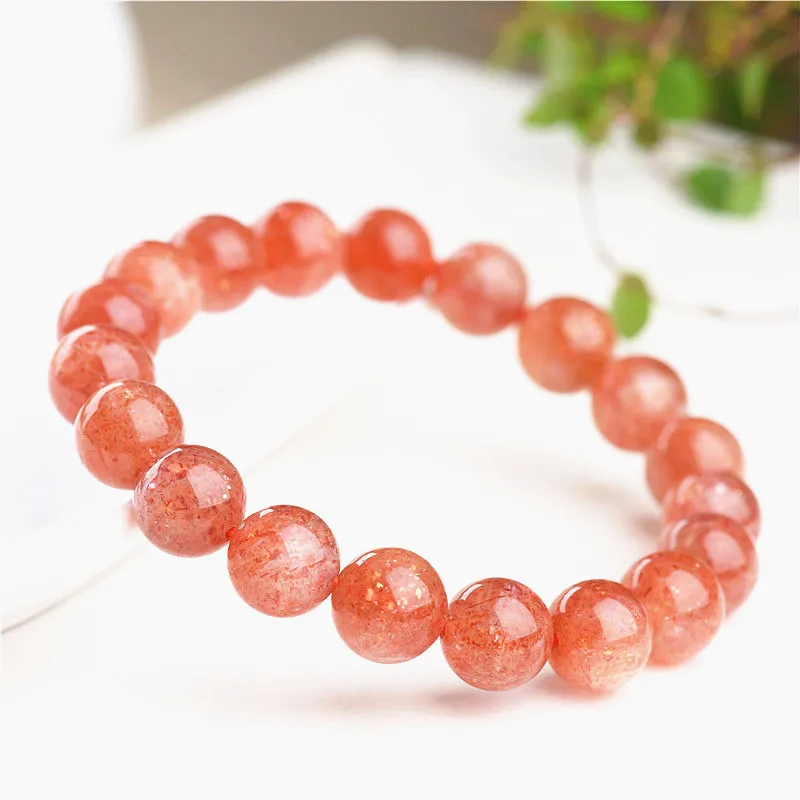 

Genuine Natural Orange Sunstone Bracelet For Women Men Gemstone Crystal Round Bead Stretch Fashion Bracelet Jewelry AAAAA