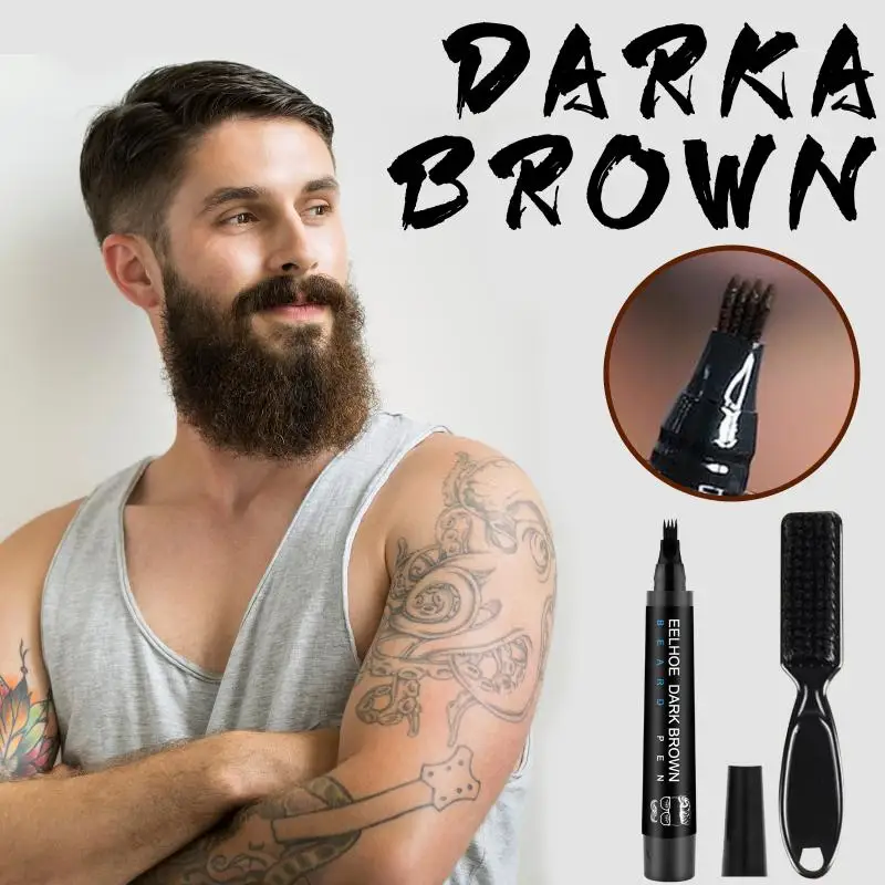 

2 Colors Beard Filling Pen Kit Full Color Beard Pen Effectively Cover Beard Shadows Silky Brush Waterproof Sweat-proof TSLM1
