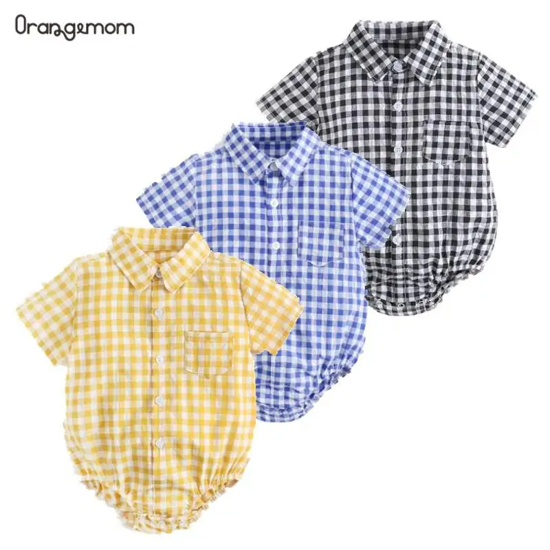 

Новинка 2023 года; Стильная летняя одежда для новорожденных мальчиков; Хлопковое боди с длинными рукавами для маленьких мальчиков; Милая Повседневная рубашка; Боди для младенцев