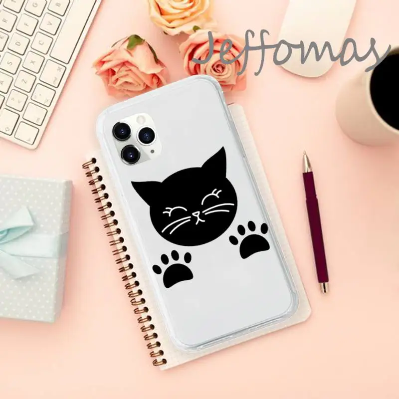 

Cute cat scratching Phone Case Transparent soft For iphone 5 5s 5c se 6 6s 7 8 11 12 plus mini x xs xr pro max