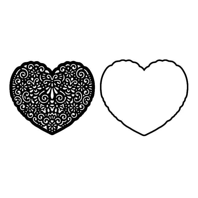 В форме сердца цветочный узор высечки для изготовления открыток сердечный