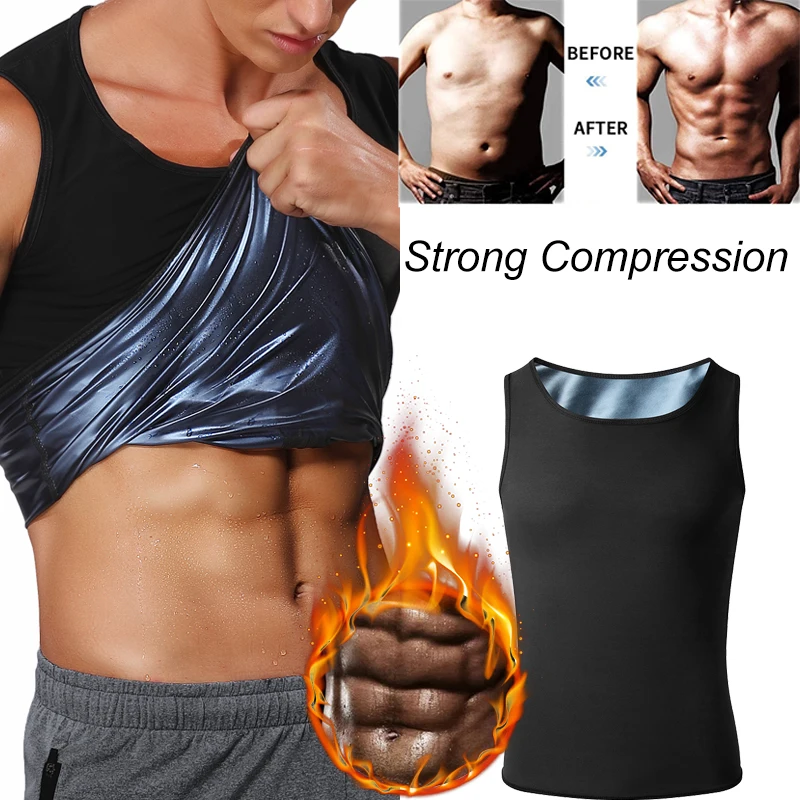 

Mens Waist Trainer Vest Sweat Shirt Slimming Body Shaper Neoprene Sauna Suit Workout Cami for WeightLoss Tummy Fat Loss