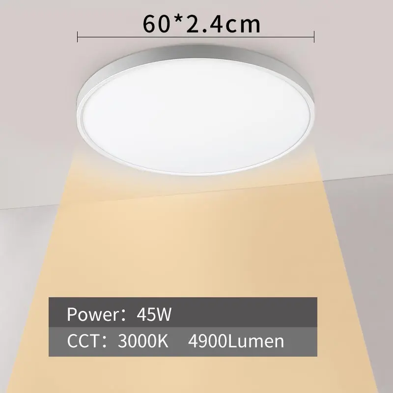 45W-3000K Современный светодиодный потолочный светильник D480mm D600mm Home Lighting 5000 K, лампа для кухни, спальни, ванной комнаты, ультратонкая потолочная лампа для монтажа на поверхности - Цвет корпуса: 45W-3000K
