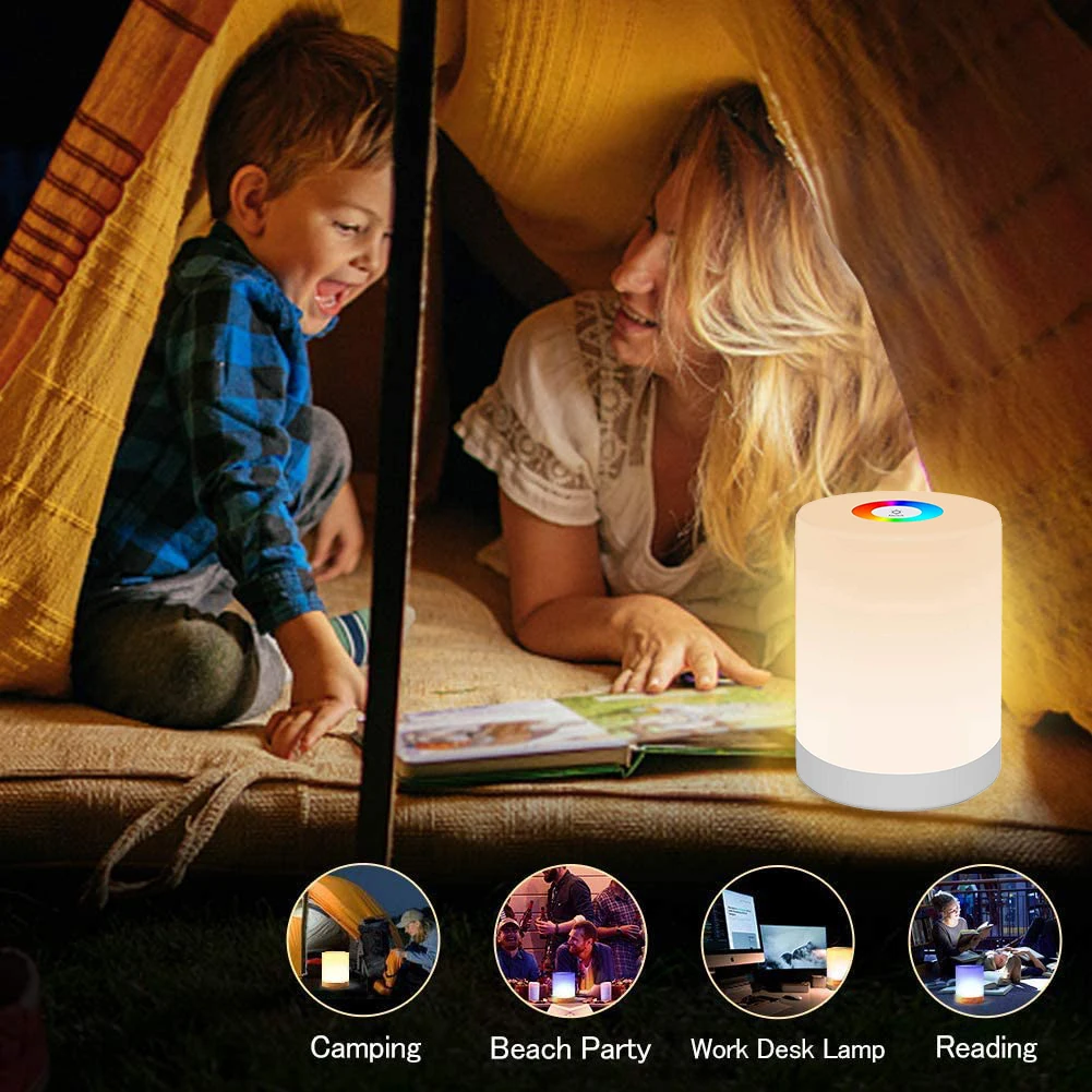

RGB Color Changing Night Light Dimmable Touch Control Bedside Table Lamp Household Decorative Accessories Supplies