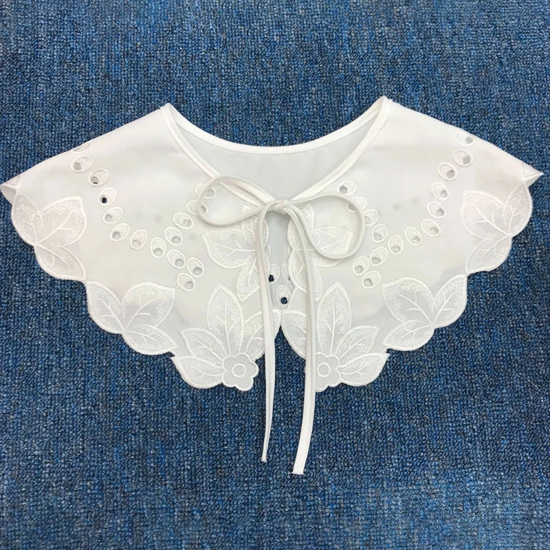 Съемная короткая рубашка с искусственным воротником и вышивкой шаль-накидка